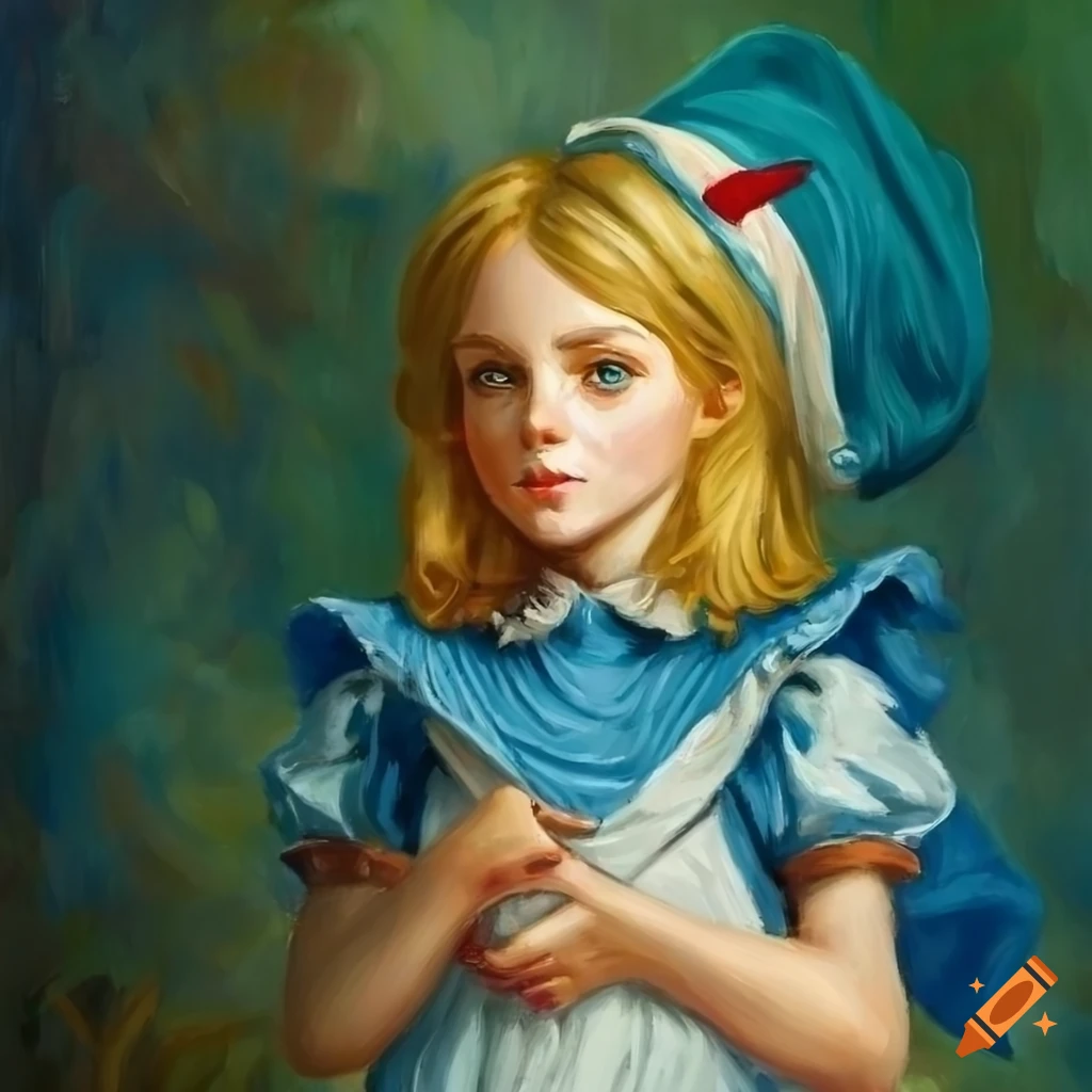 Oil painting illustration of alice in wonderland