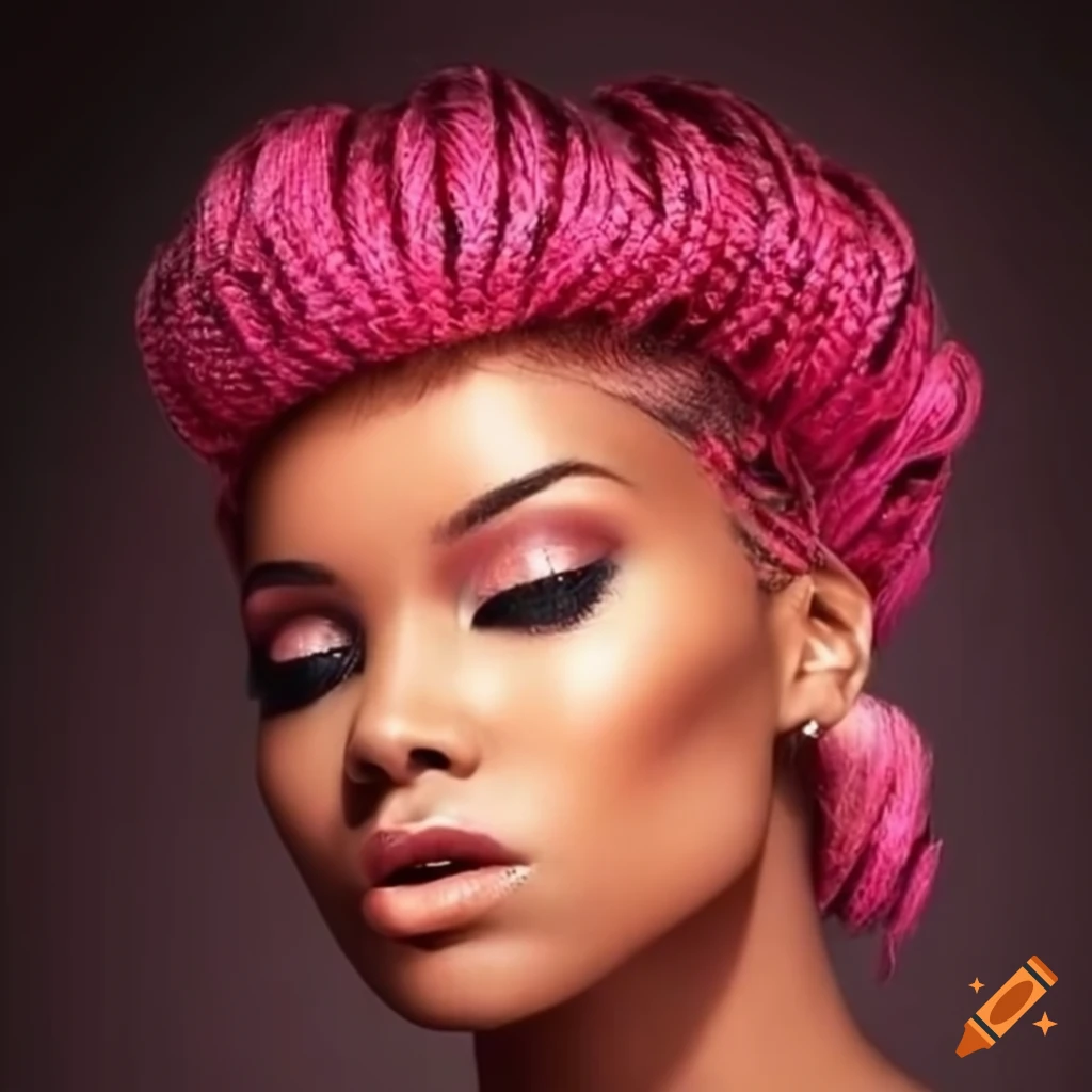 Beautiful Woman With Short Braided Pink Hair On Craiyon 4041