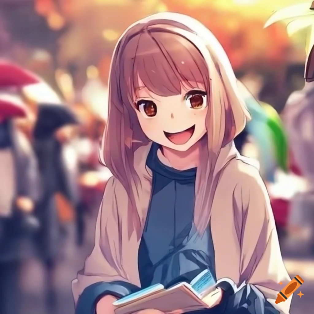 Anime Girls Browsing Books On A Rainy Day