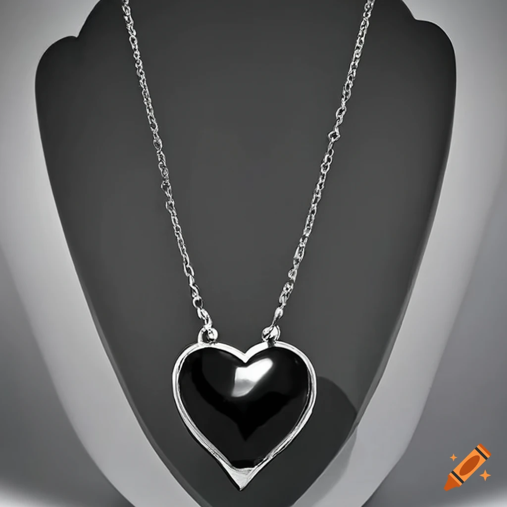 Black Onyx Heart Necklace (1.5cm) - Hello Indigo Halo