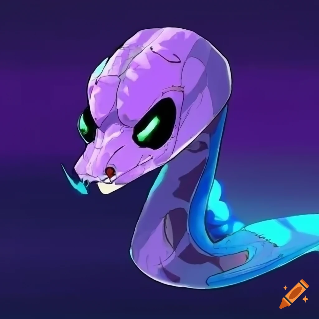 Illustration of a purple snake in anime style