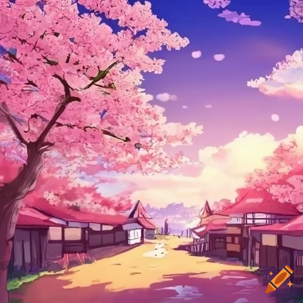 AI generated Beautiful fantasy spring nature landscape and cherry blossom  tree animated background in japanese anime watercolor Generative AI  36088212 Stock Photo at Vecteezy