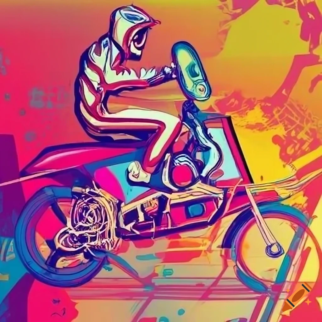 illustration of Evel Knievel on a pinball machine
