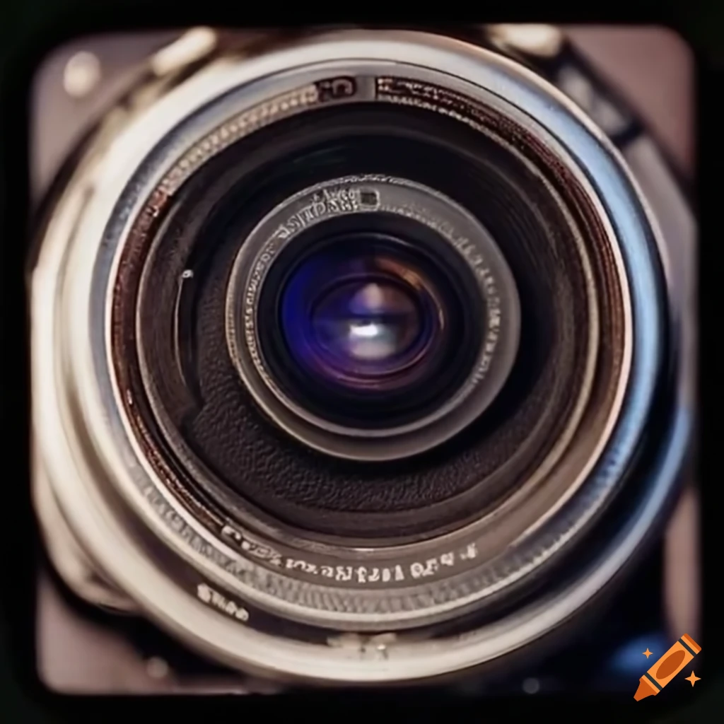 Close up photo taken through a vintage film camera viewfinder