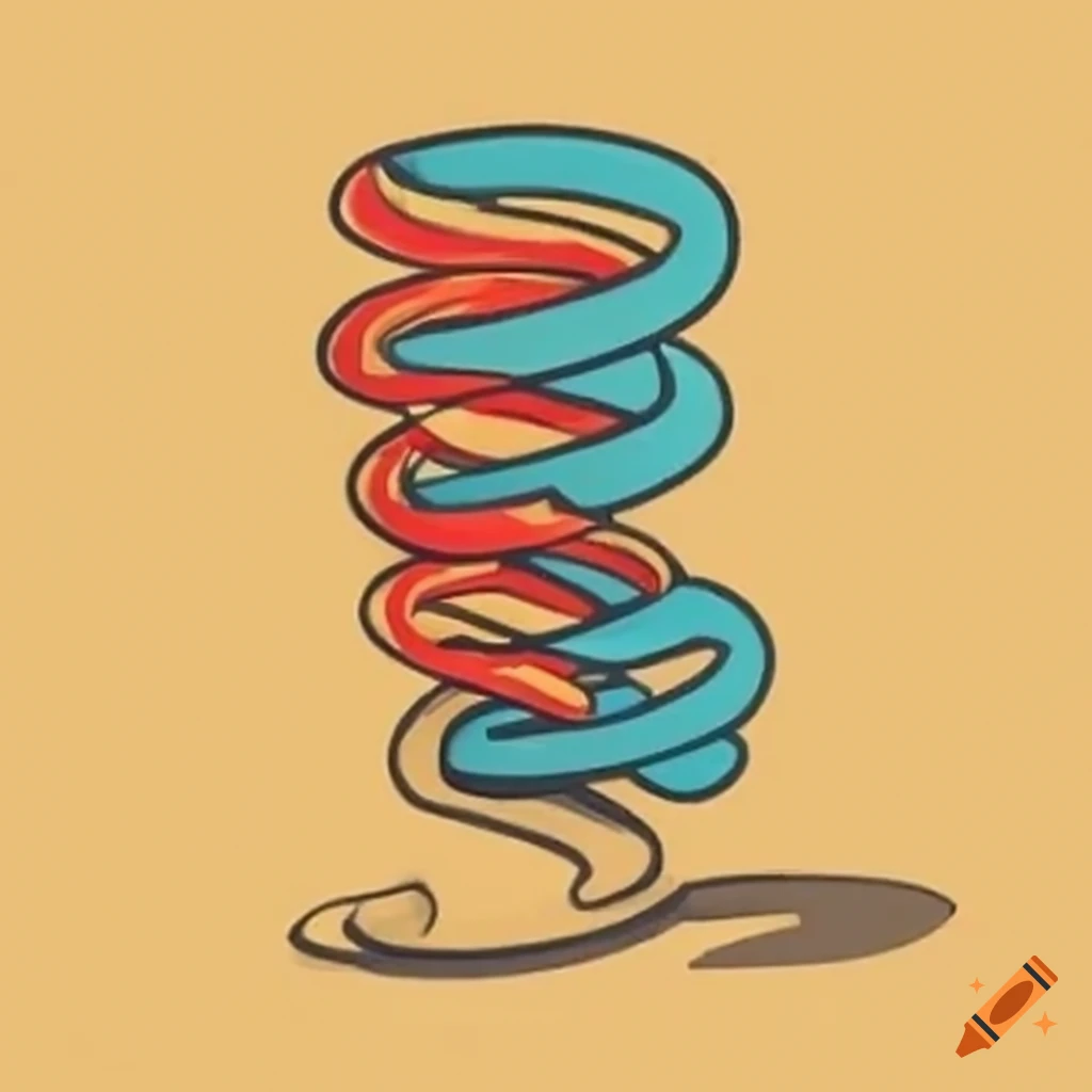 Drawing of a mechanical compression spring with keith haring style