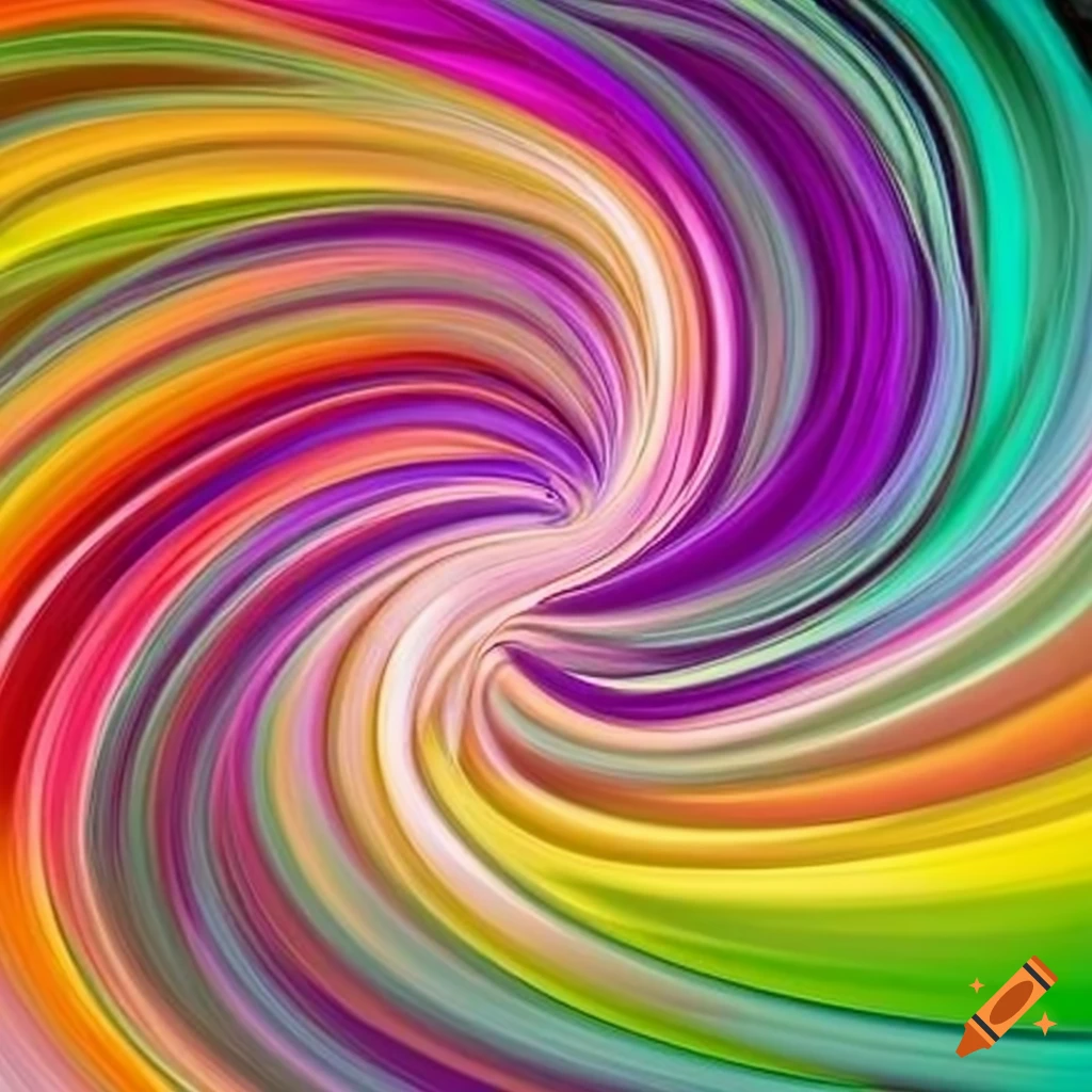 colorful swirl of lime, green, yellow, purple, orange, red, lavender, magenta, black, teal, and brown