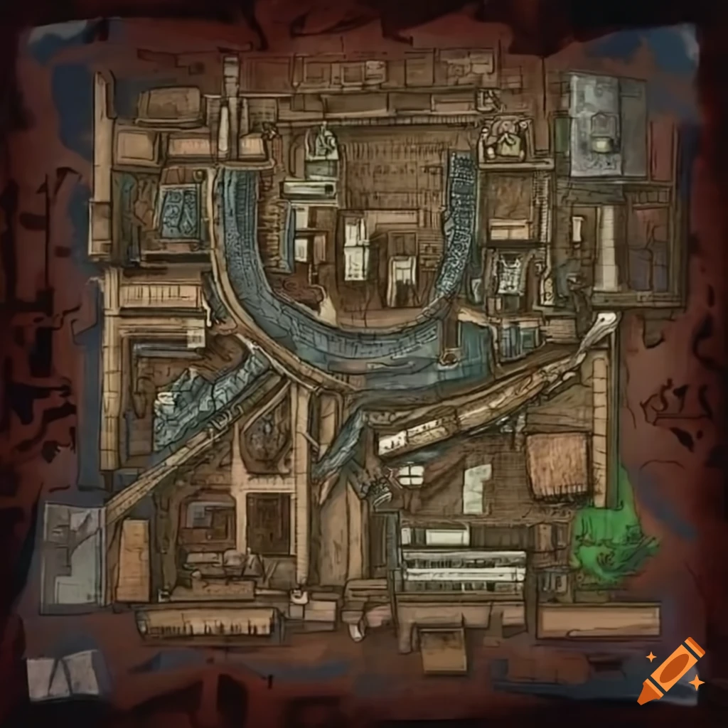 Overhead map of a d&d city on Craiyon