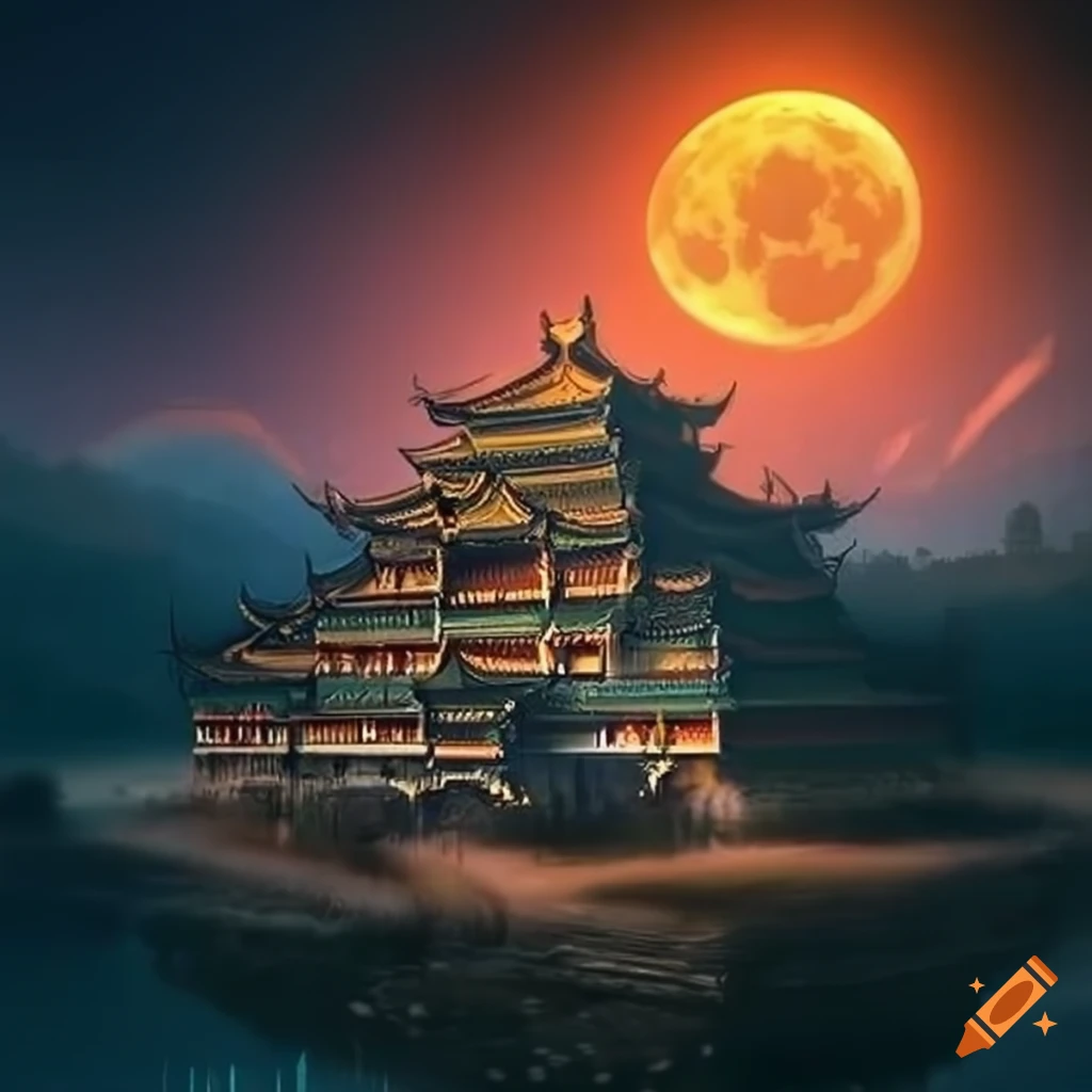 Fantasy asian moon palace on Craiyon