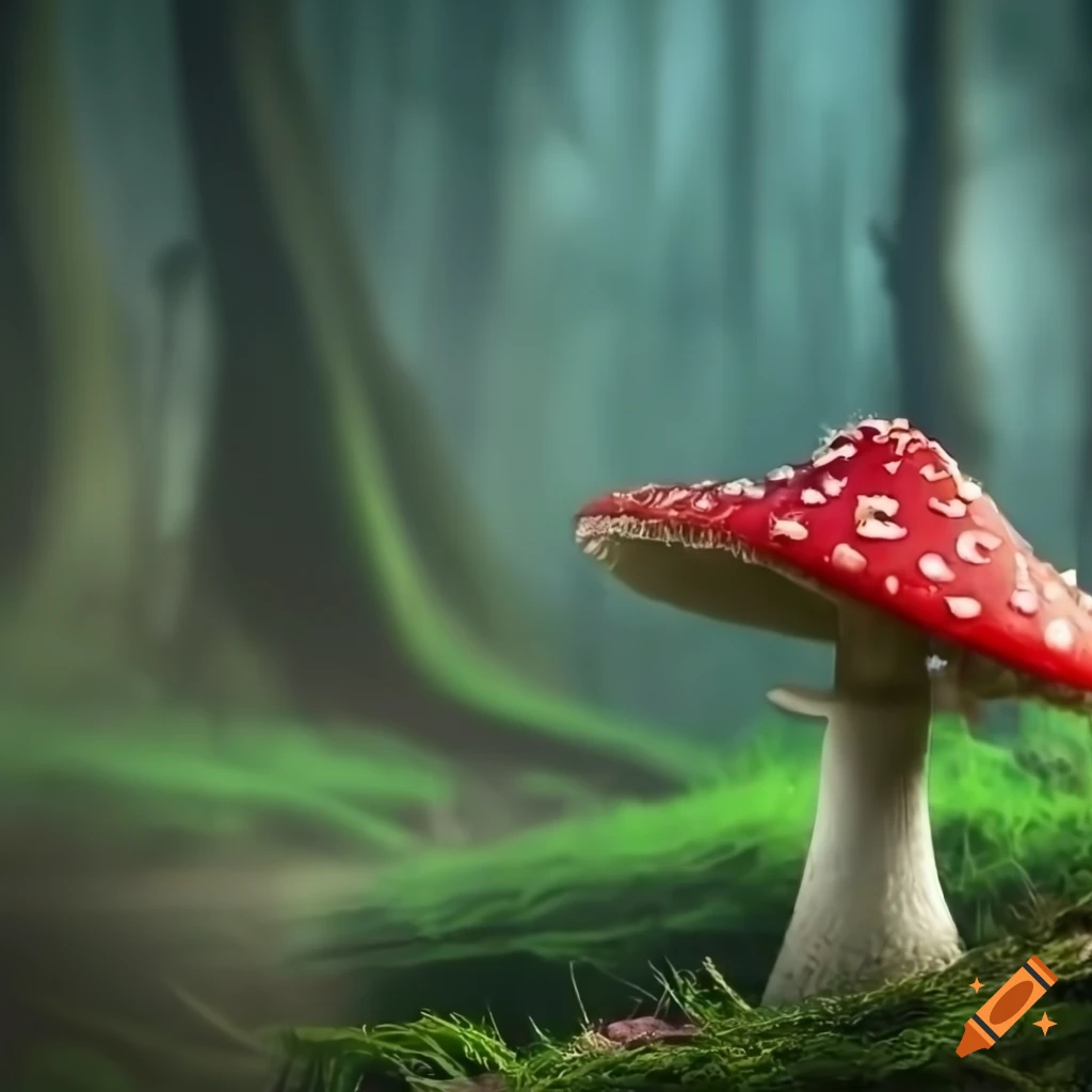 Mushroom forest with magical fairies