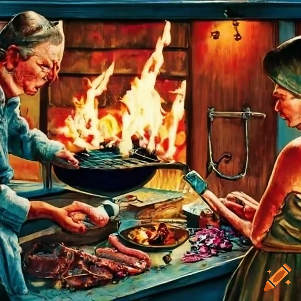 family grilling in the backyard