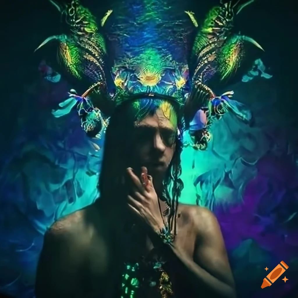 psychedelic DJ party in a forest