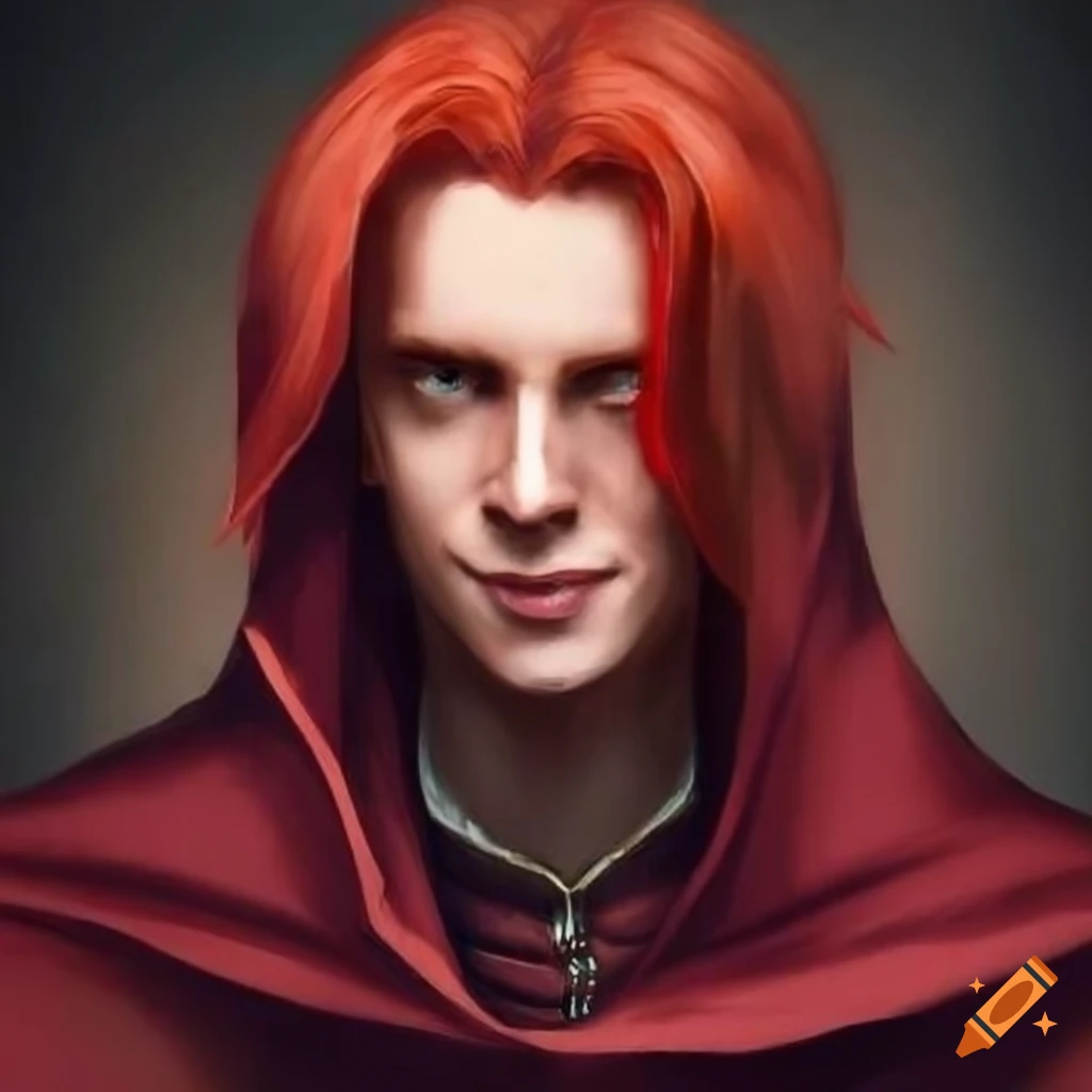 Portrait of a man with scarlet hair and a roguish smile