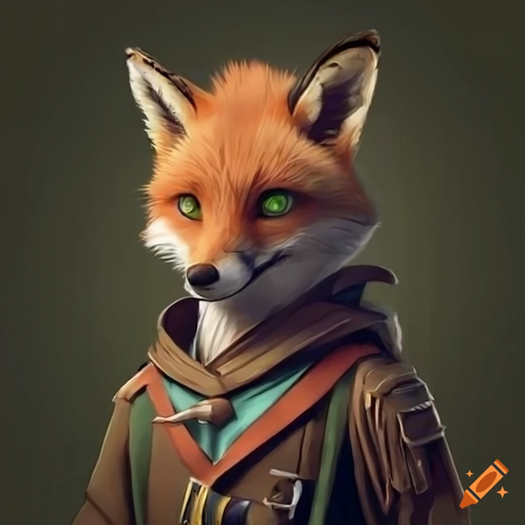 sketch of a realistic red fox adventurer