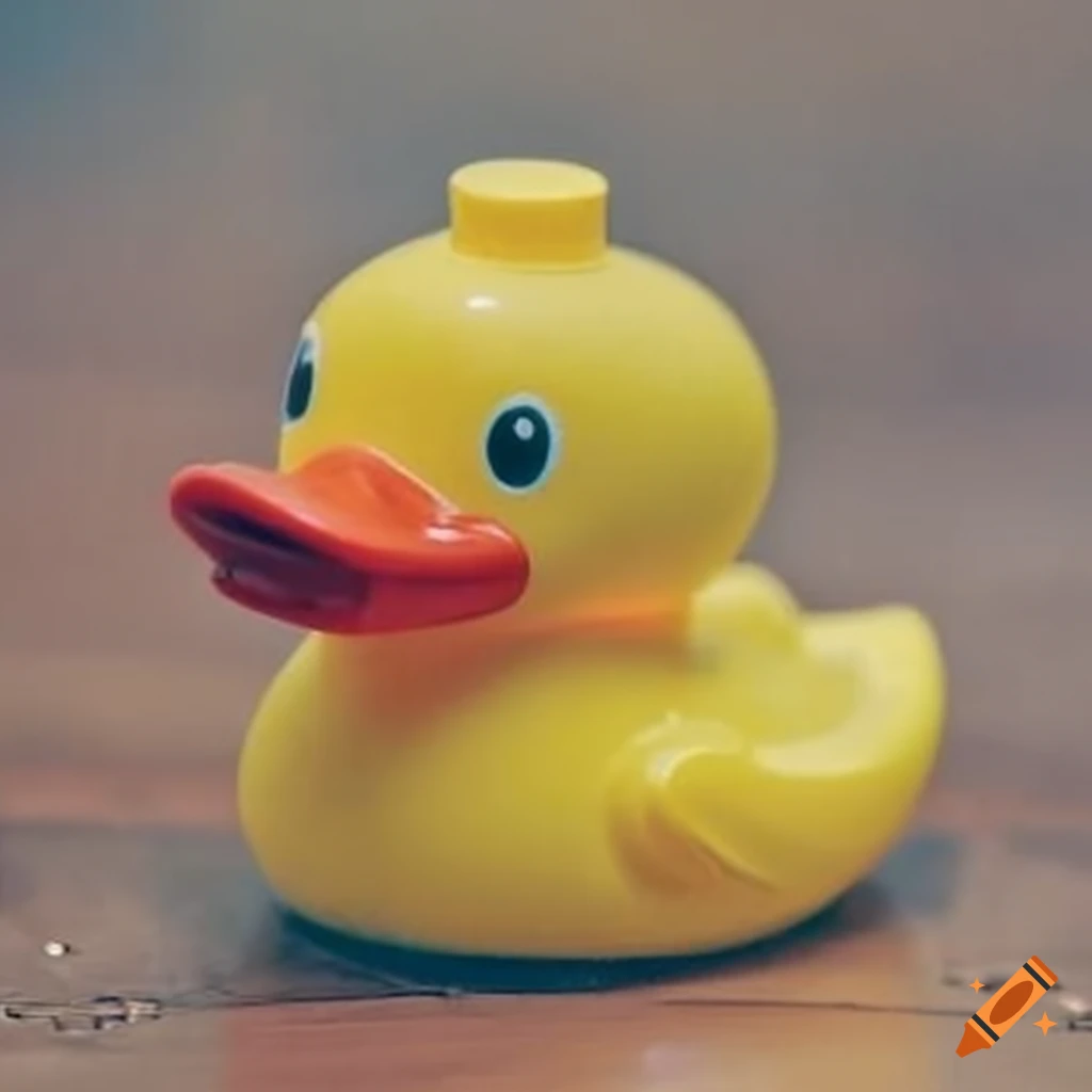 LEGO figure holding a rubber duck