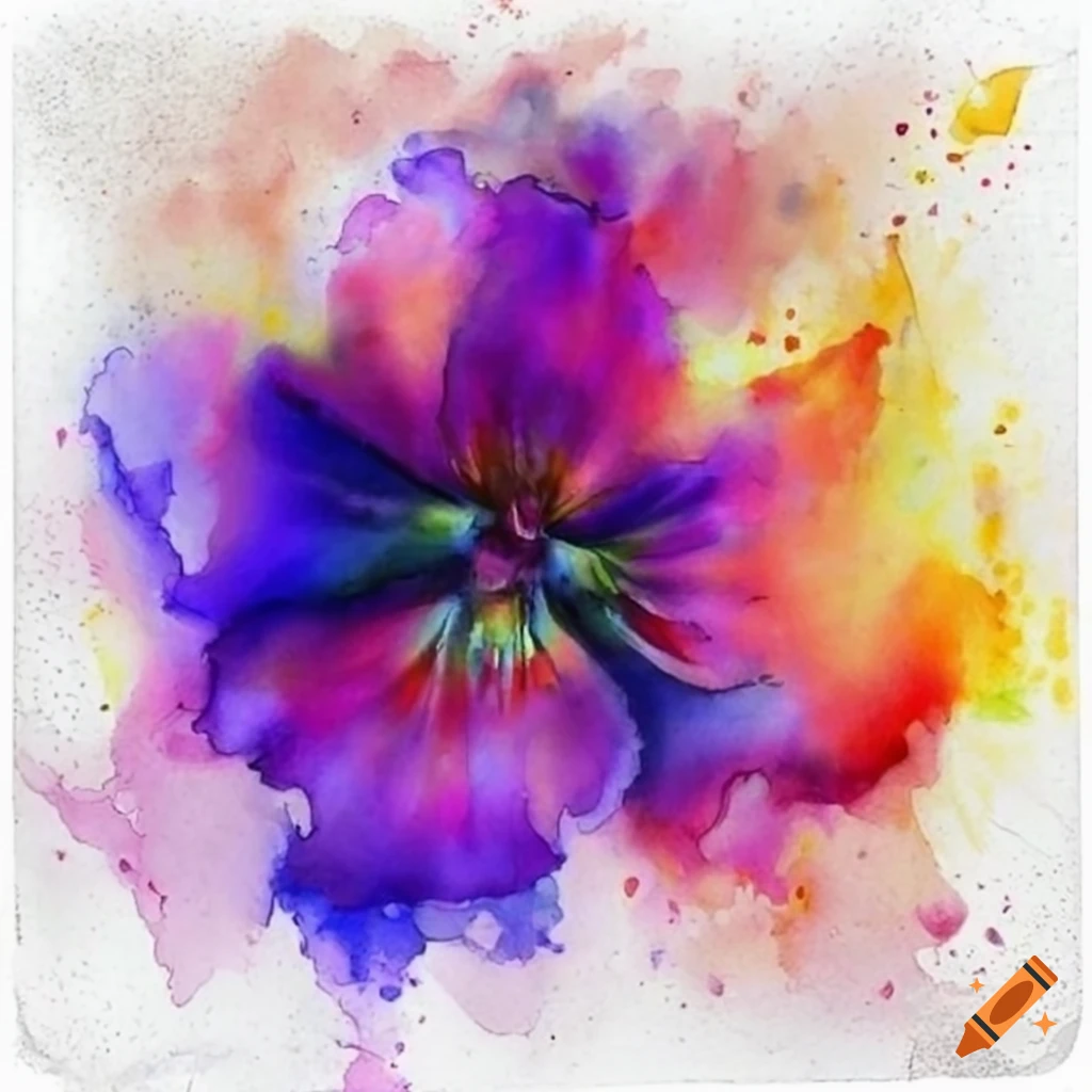 Watercolor painting of fiery violet flowers