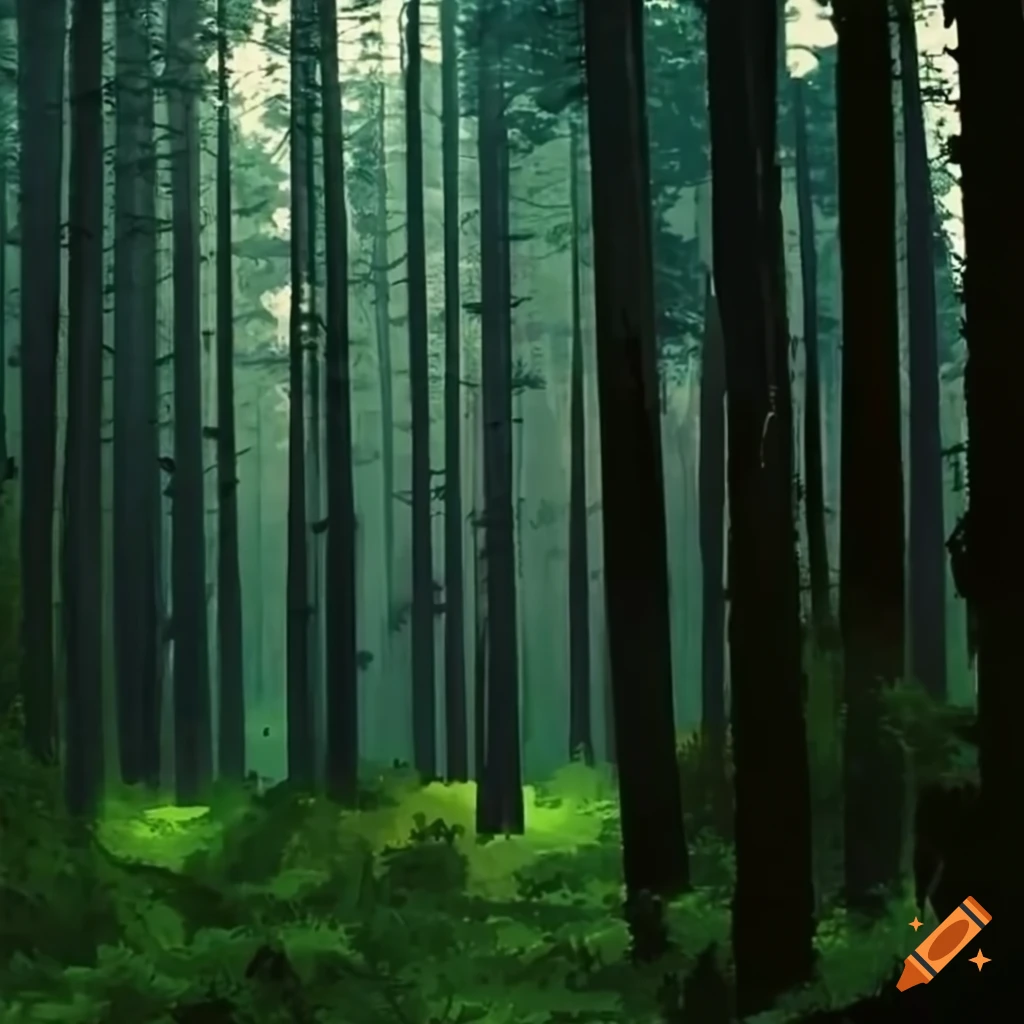 mysterious pine forest