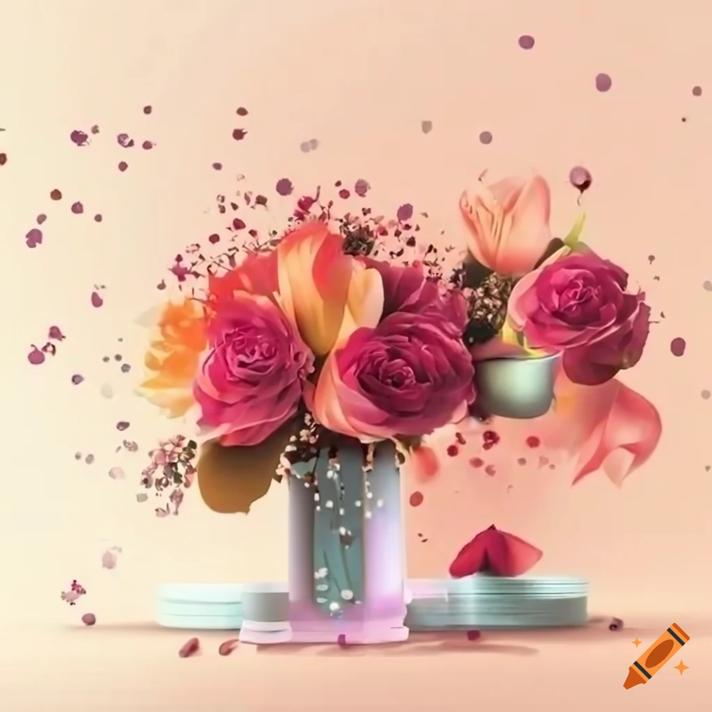 Elegant birthday invitation with flowers on Craiyon