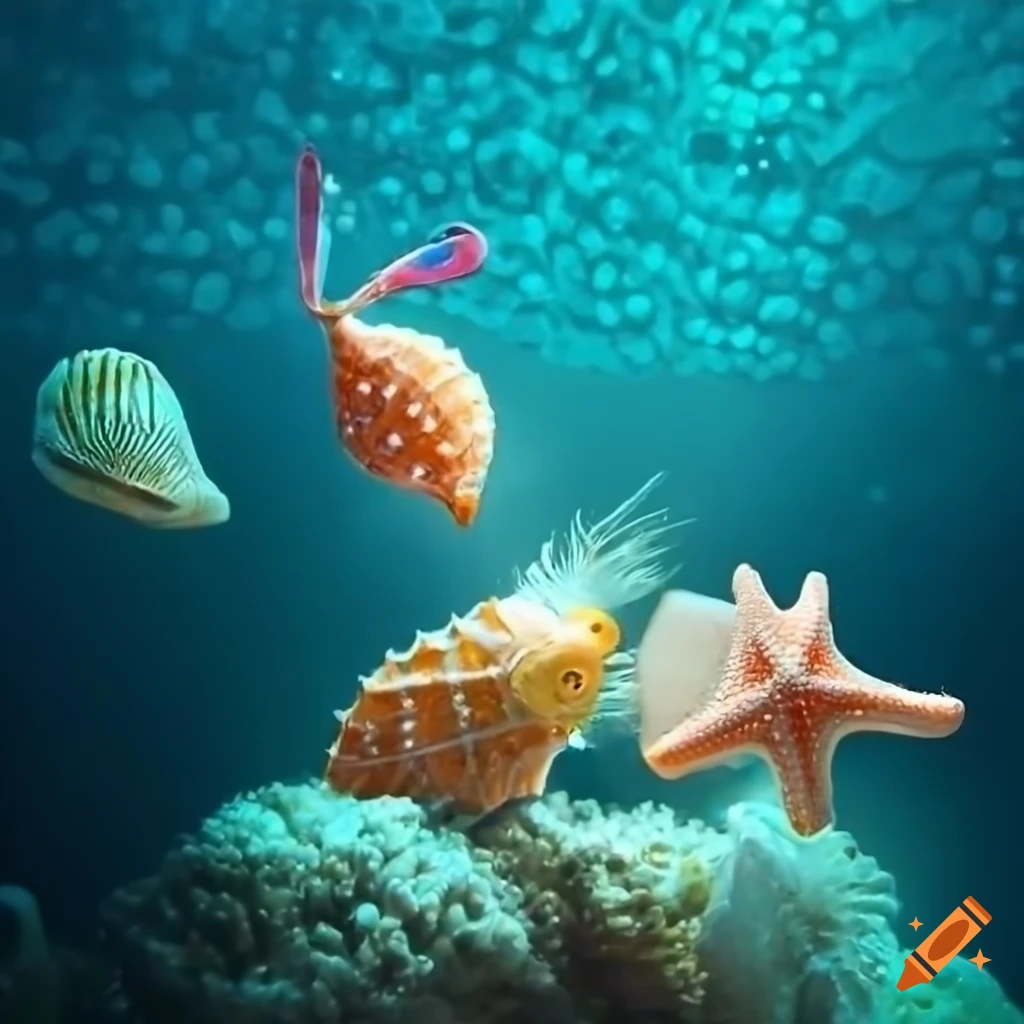 illustration of seashells being given to ocean animals