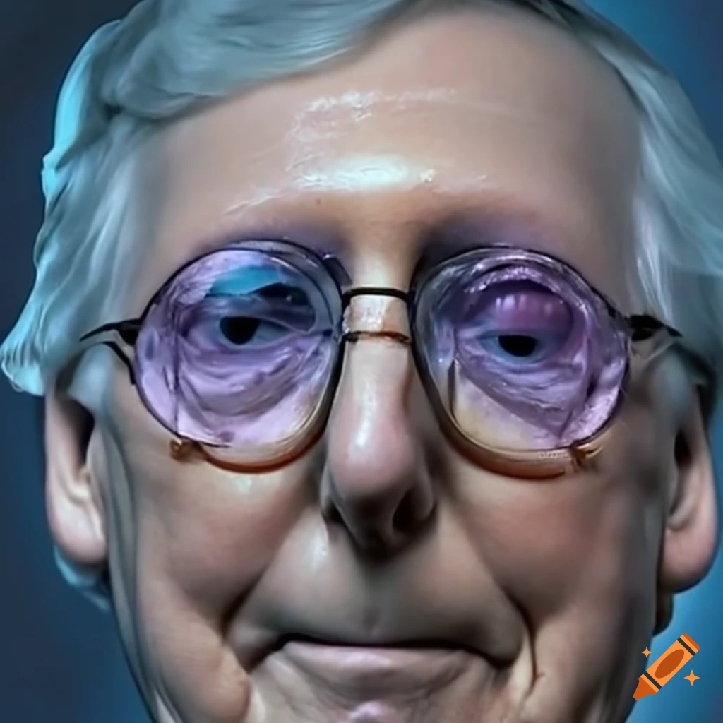 Satirical image of mitch mcconnell frozen in ice on Craiyon