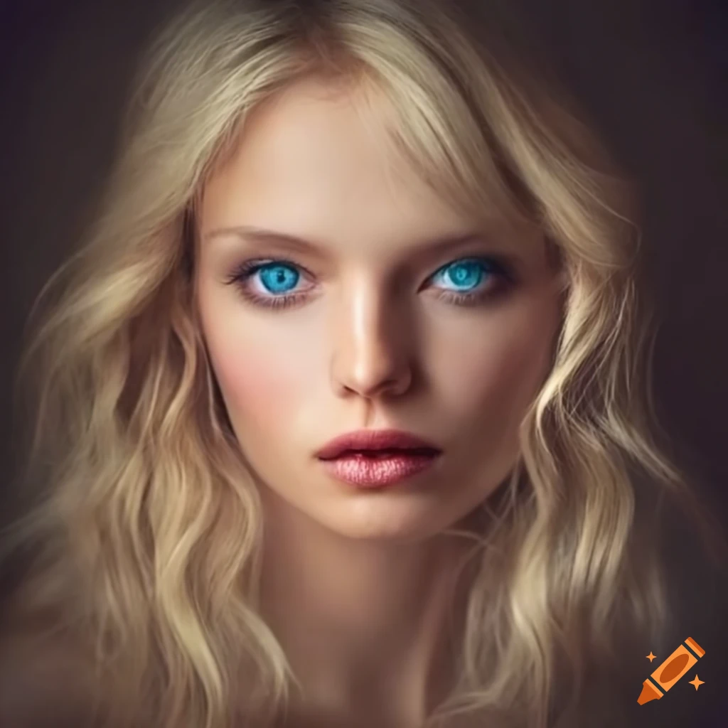 Portrait Of A Beautiful Blonde Woman With Blue Eyes On Craiyon 9731