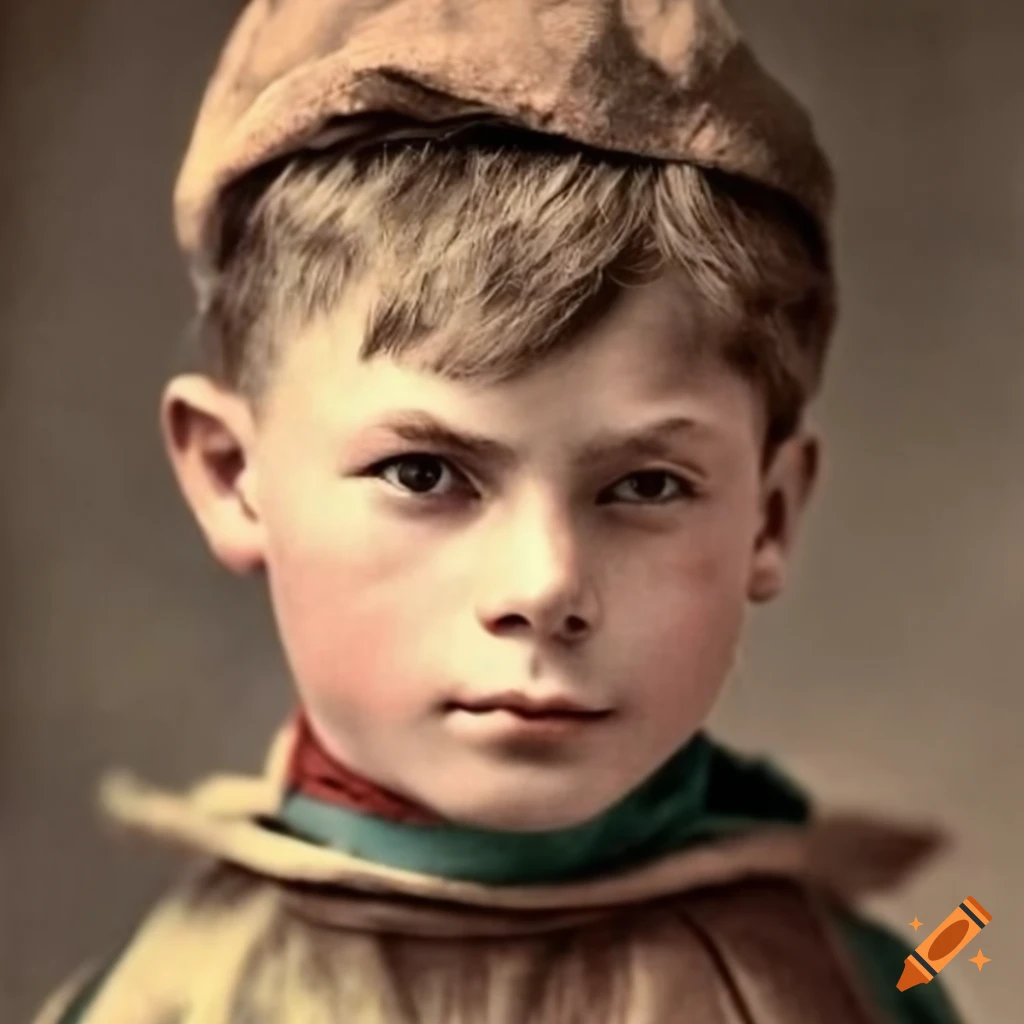 color portrait of a young farmer from the 1900s