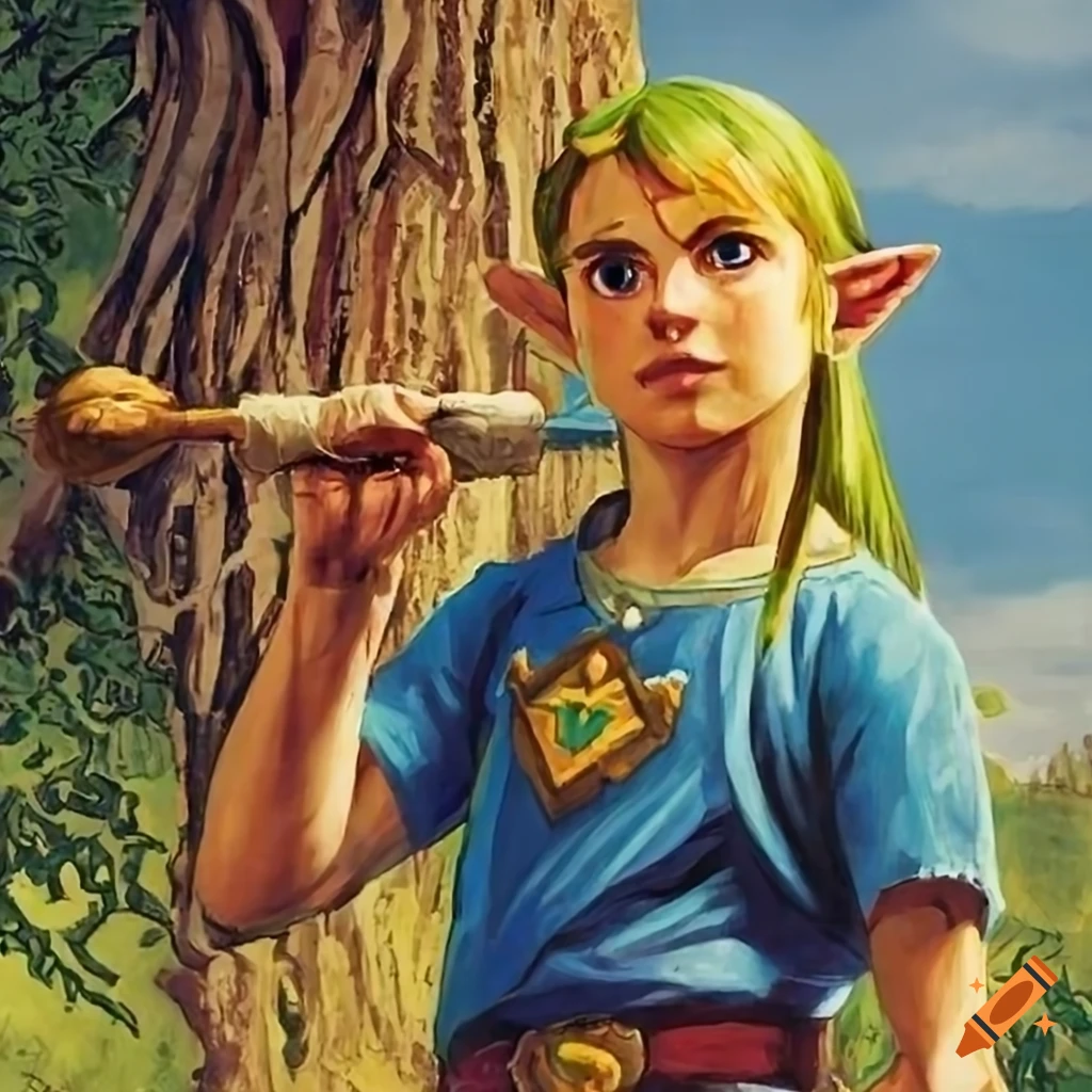 Artwork of zelda game by norman rockwell on Craiyon