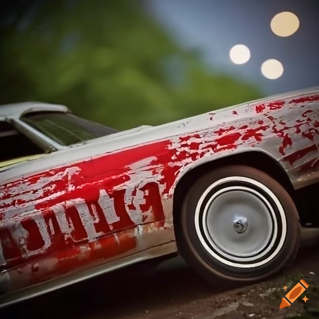 Photo of a white 1975 crown victoria demolition derby car