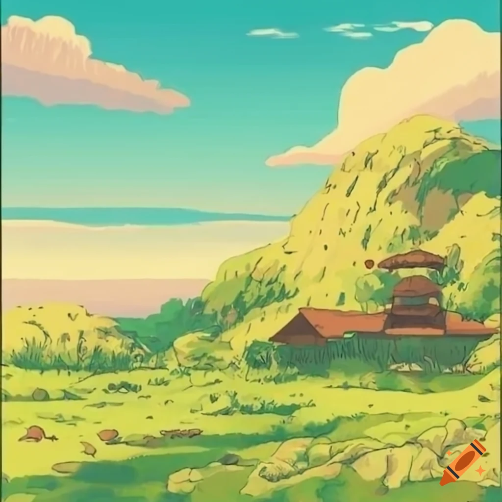 beautiful landscape in Ghibli style