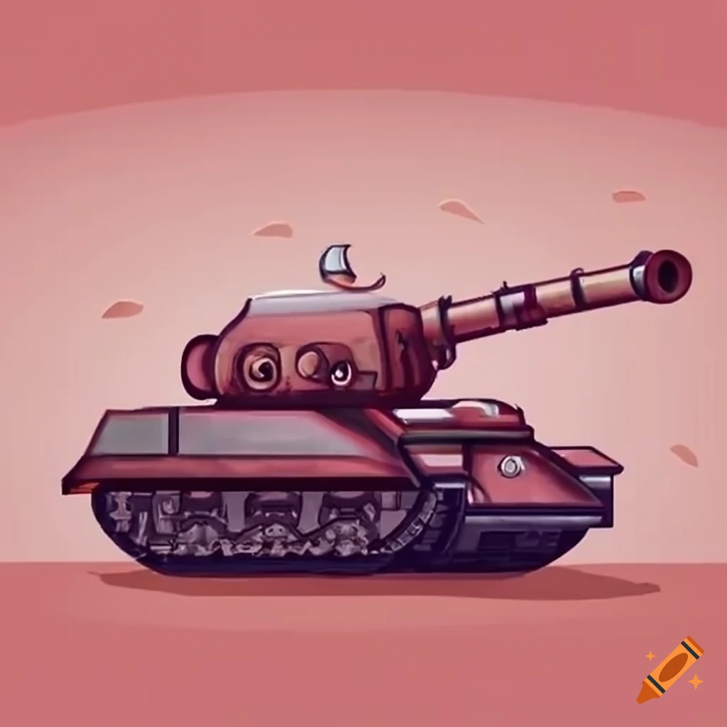 Cartoon tank with railgun cannon