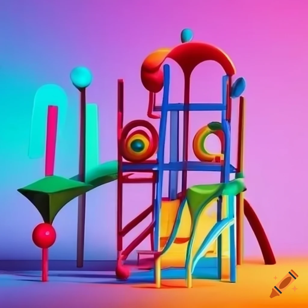 surreal and colorful playground for a fun park