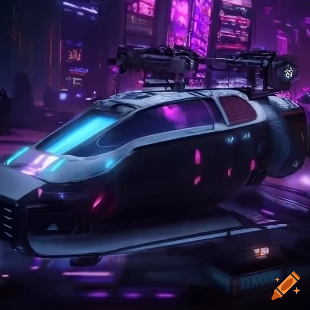 Digital artwork of cyberpunk flying cars on Craiyon