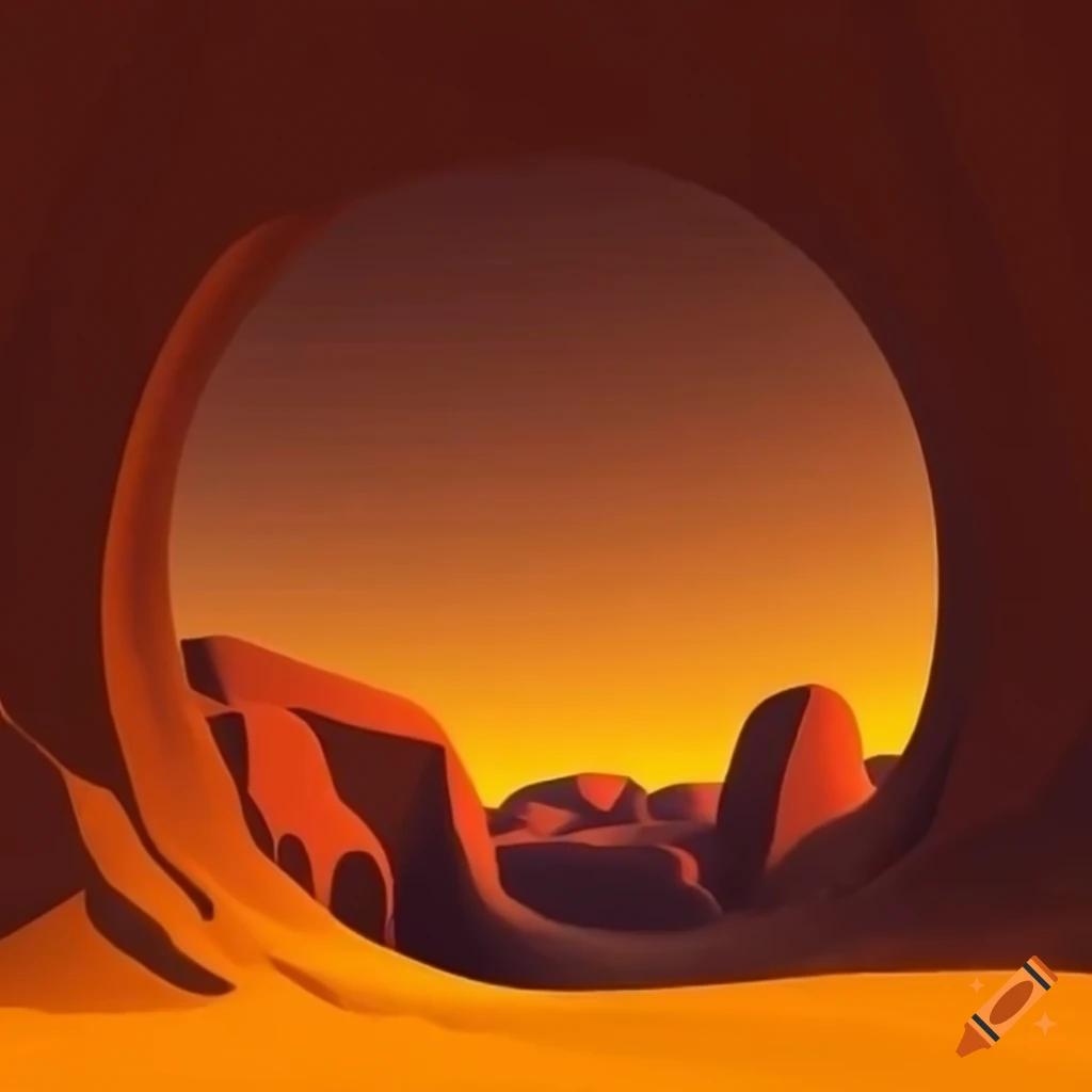 Desert landscape bathed in orange light on Craiyon