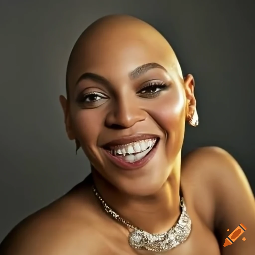 Smiling beyonce with bald head