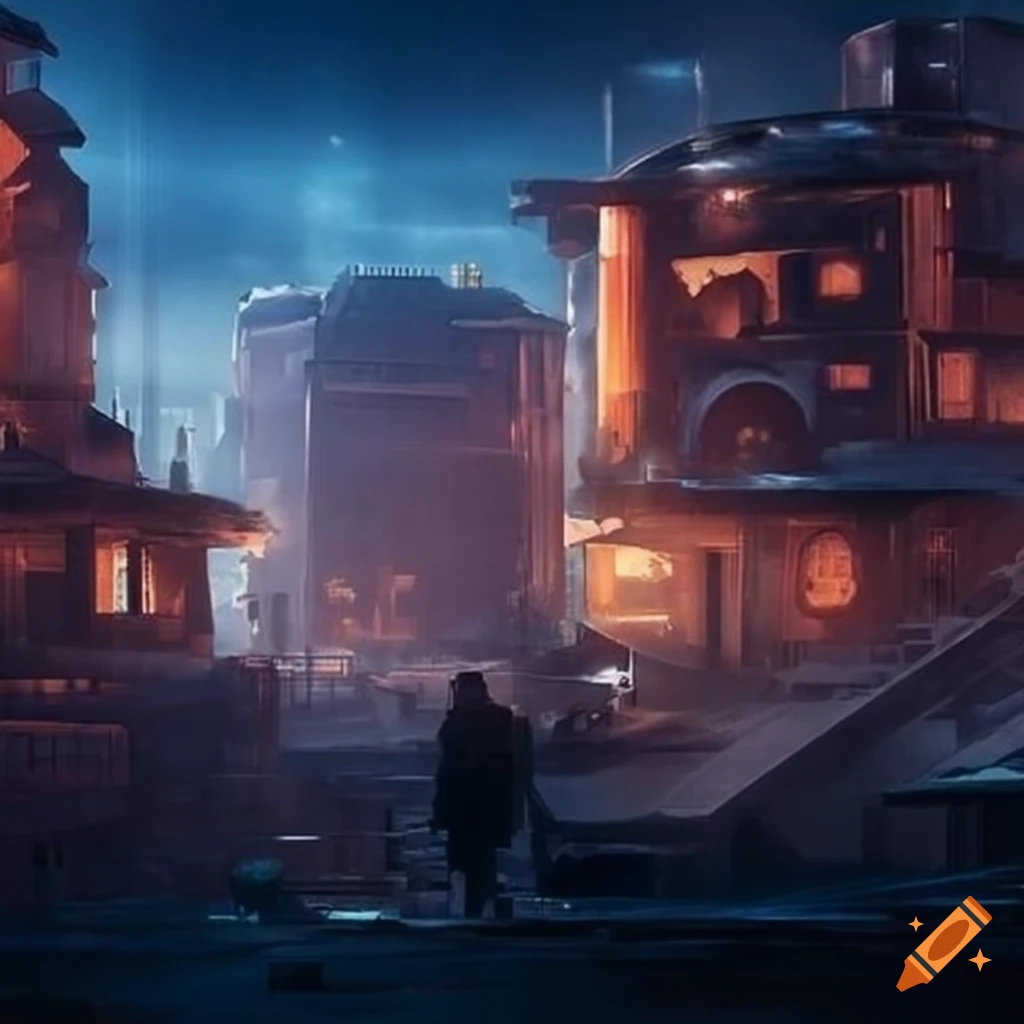 Shiny modern village with old architecture on Craiyon