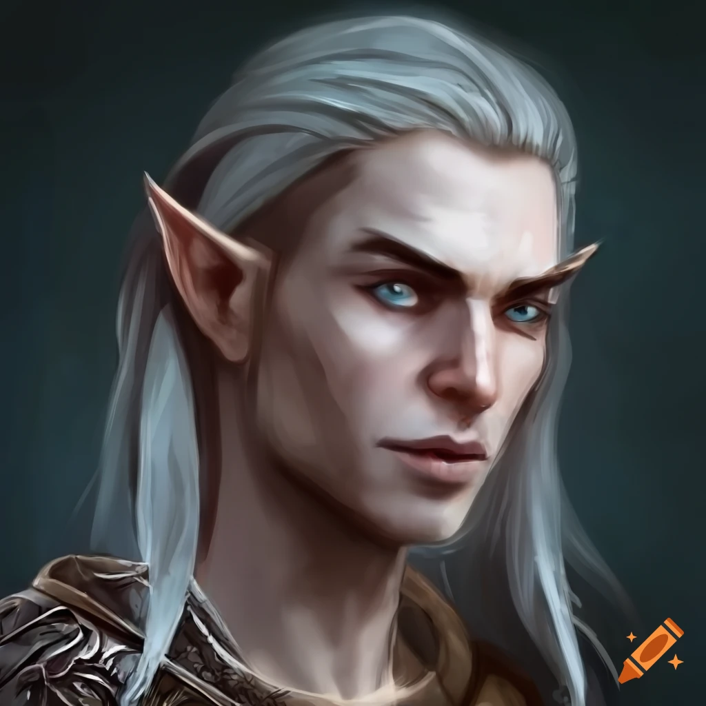 Portrait of a male elven warrior on Craiyon