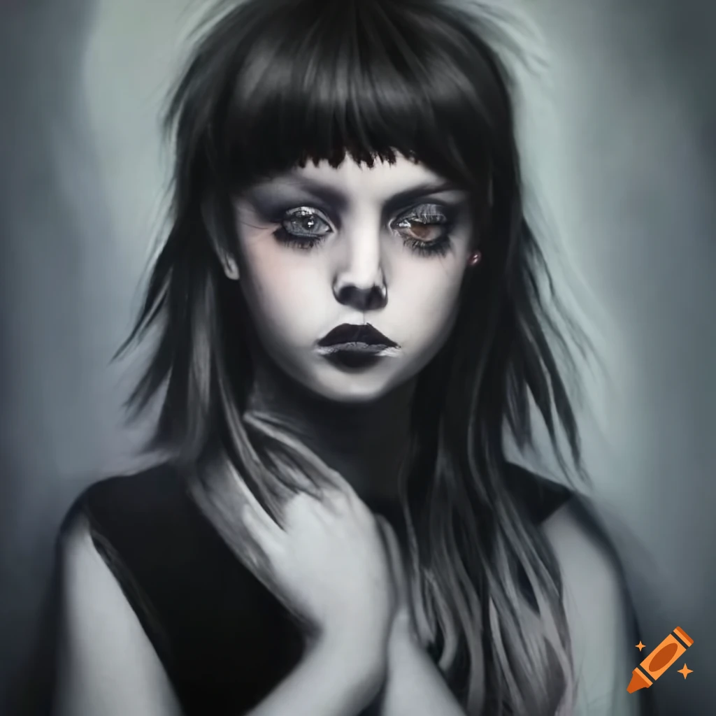 portrait of a brunette girl with a gothic style