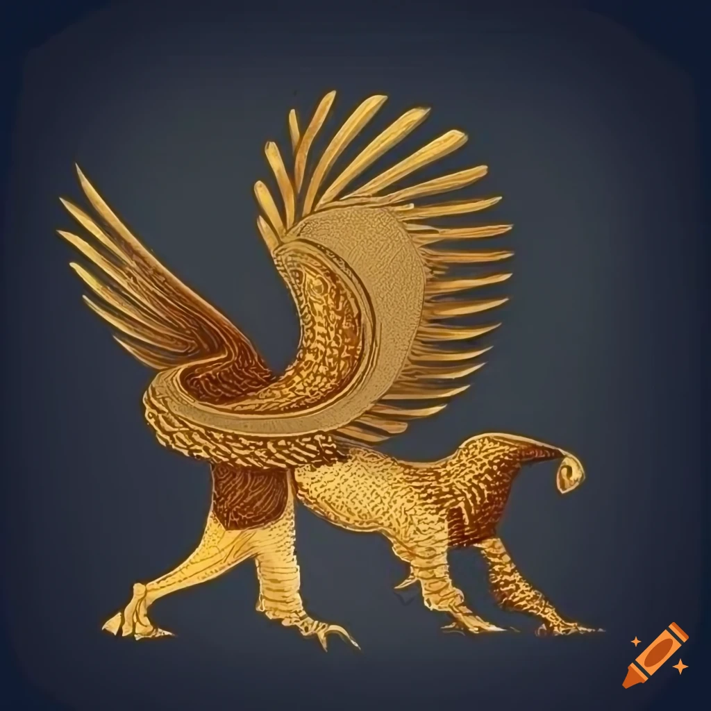 Egyptian inspired poster with a griffin on Craiyon