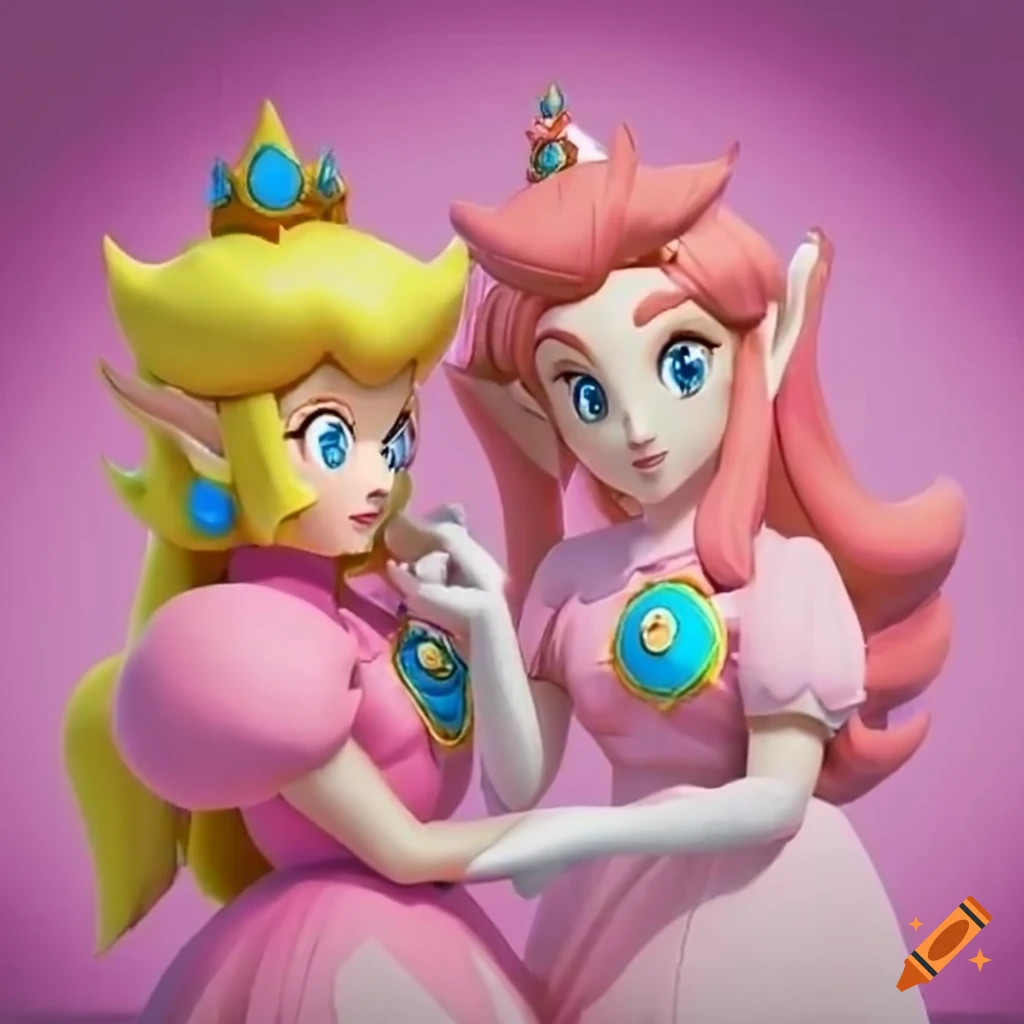 Princess peach and link in ballgowns