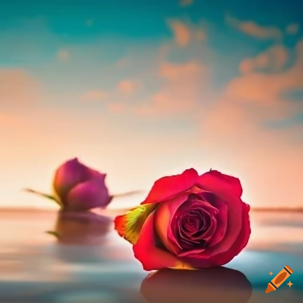 roses on the sandy beach