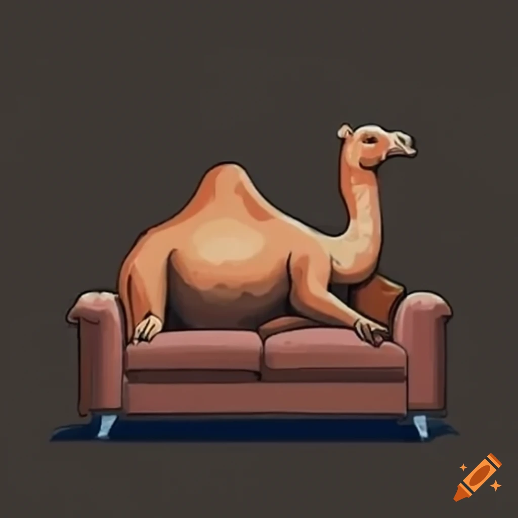 funny image of a camel sitting on a couch
