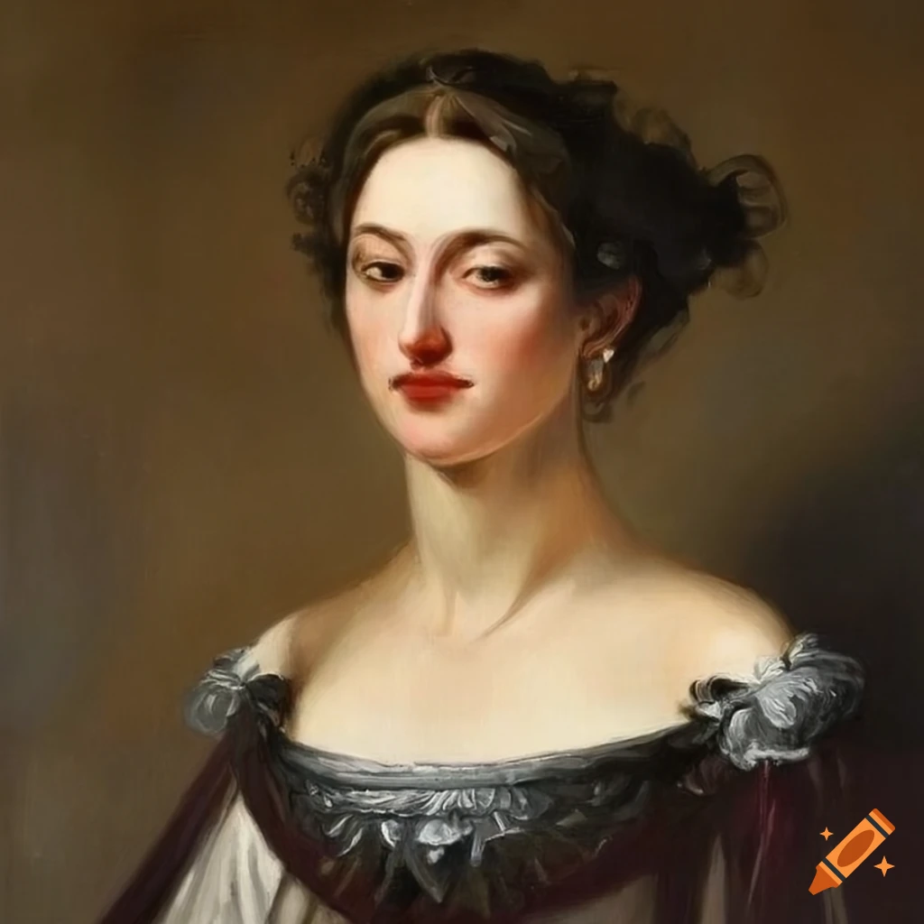 classical oil painting of a stern woman
