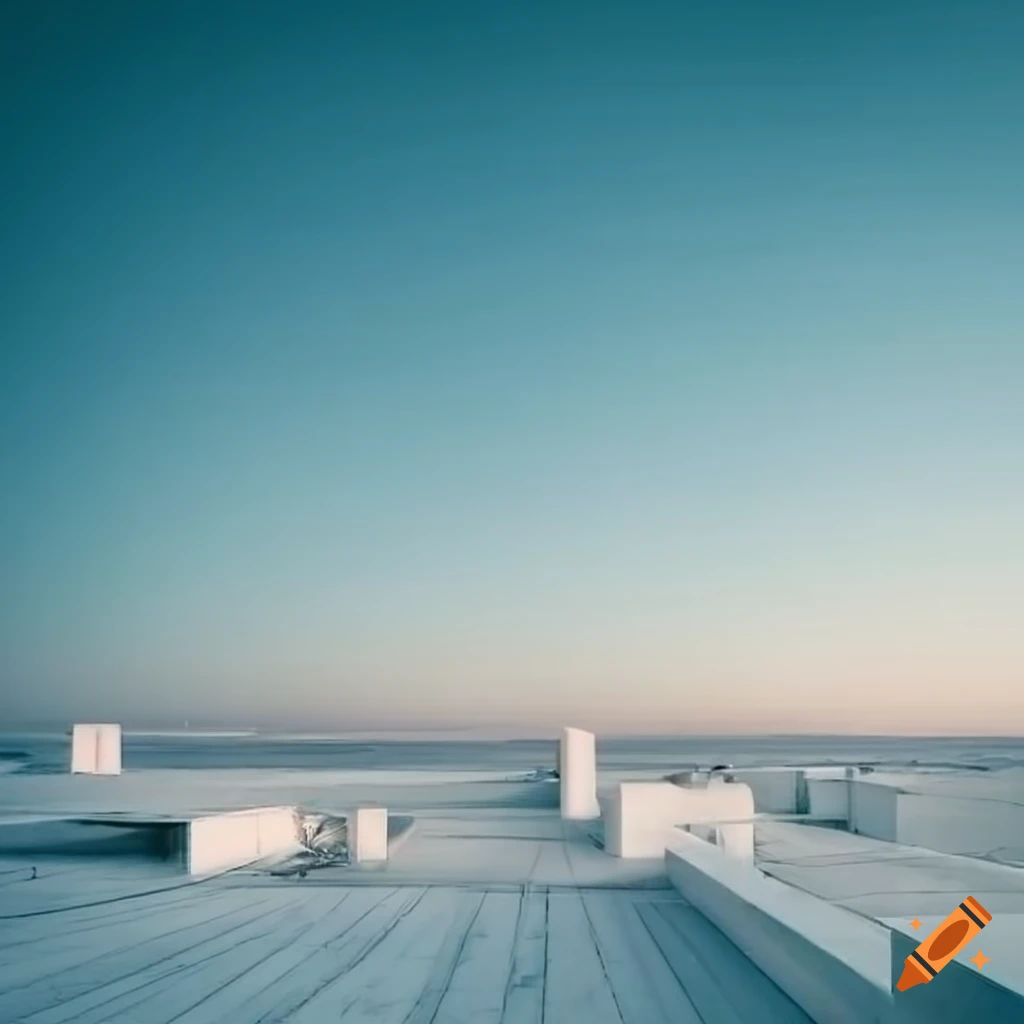 minimalist white rooftop against sky