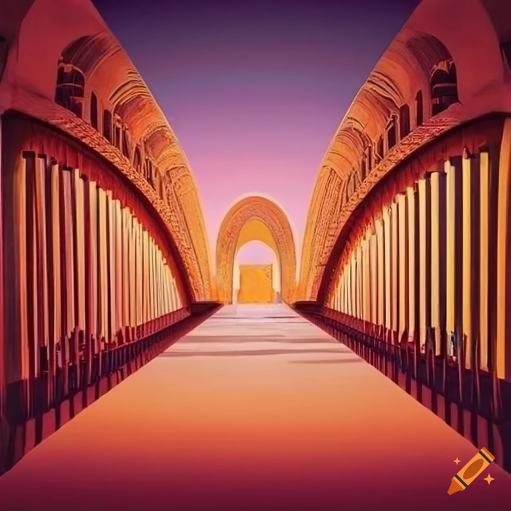 Intricate geometric abstract art of architecture with arches