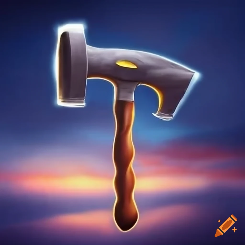 Concept art of a floating giant hammer on Craiyon
