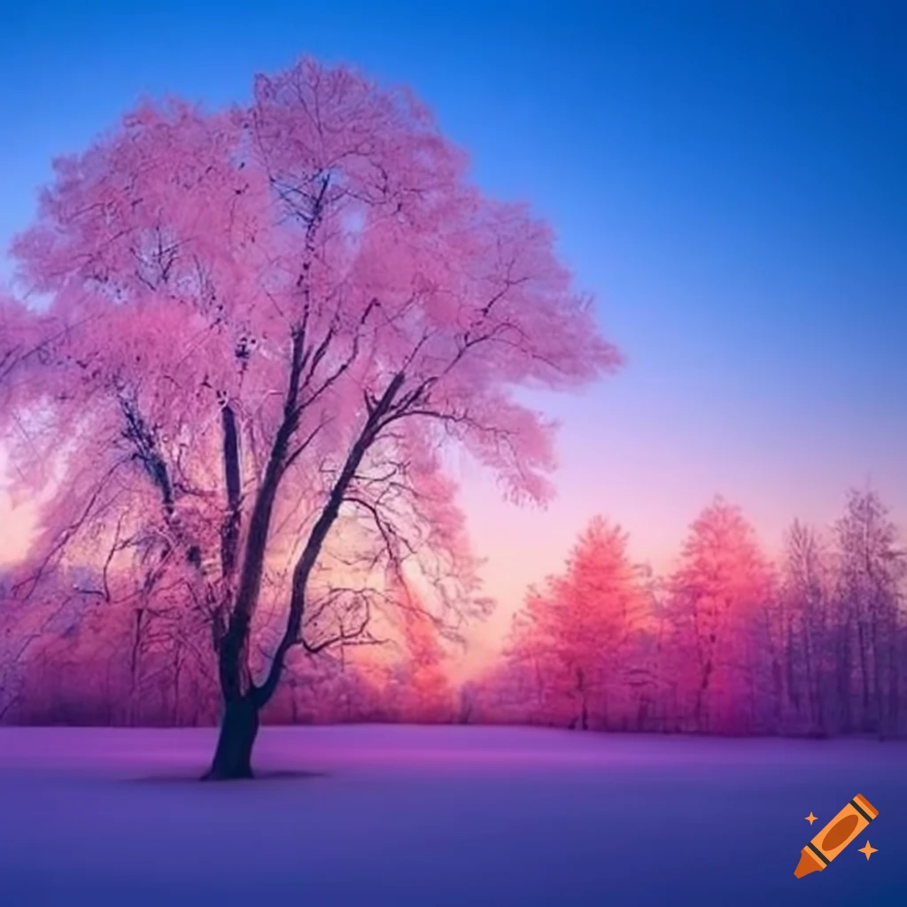 Dreamy landscape with pastelcolored trees