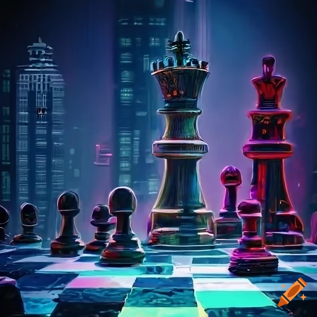 Intense Conflict On The Chessboard A 3d Illustrated Game