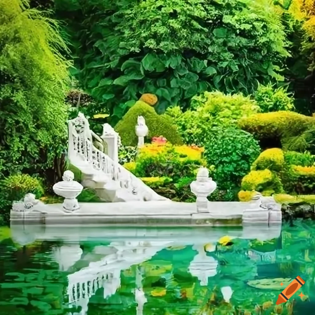 baroque garden with children playing
