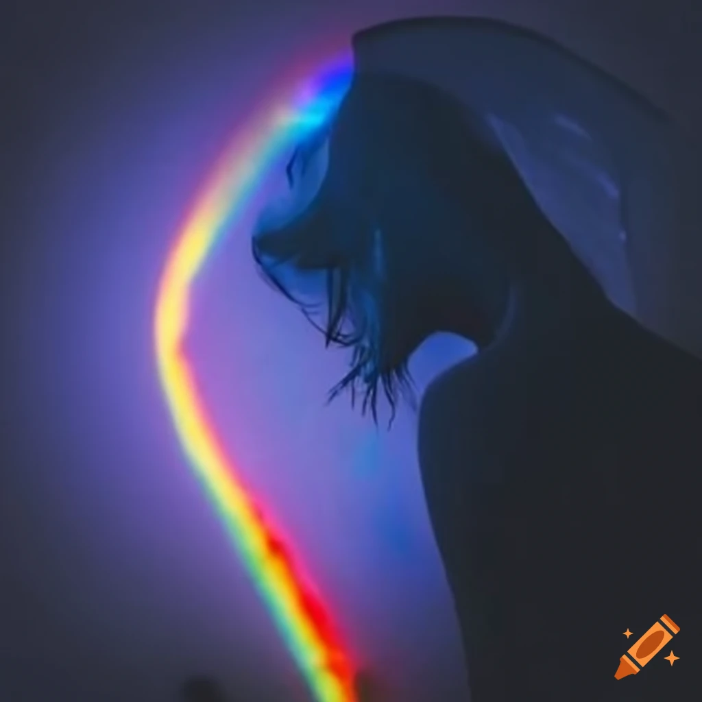 image of an angel surrounded by rainbow light in winter