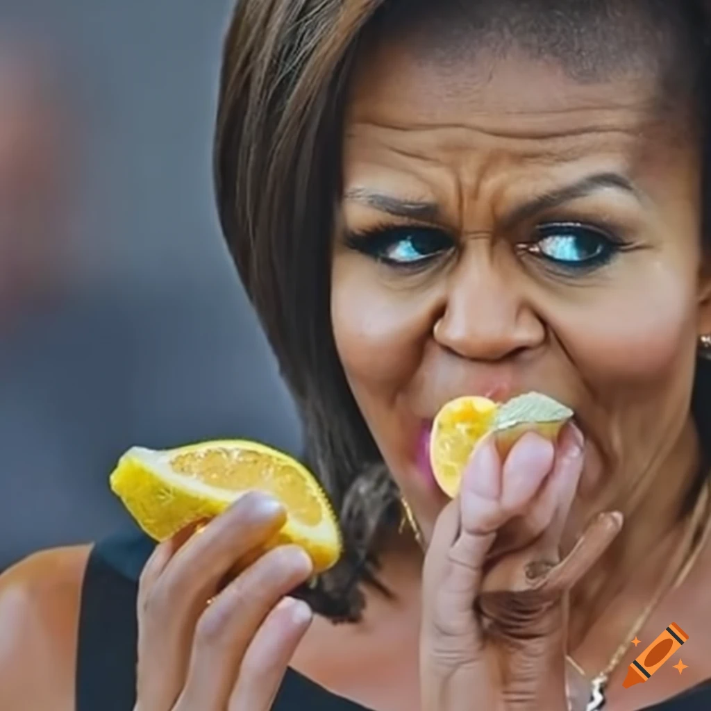 hilarious meme of Michelle Obama eating a lemon