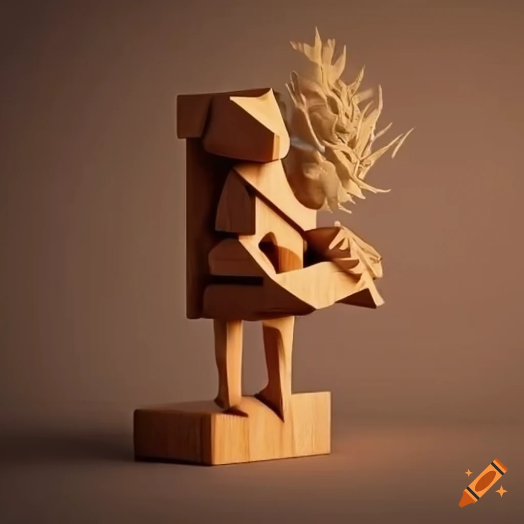 Minimalist wooden sculpture inspired by zelda game